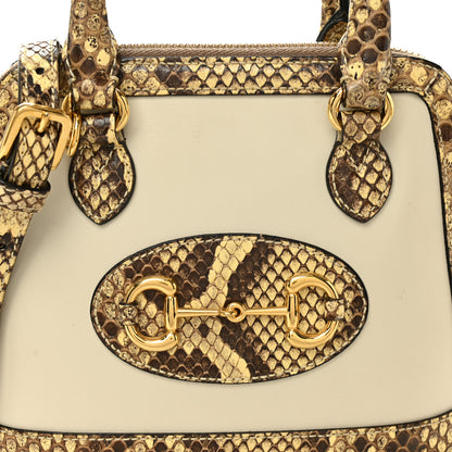 Gucci Snakeskin Boarded Plutone Calfskin Mini Horsebit 1955 Top Handle Bag White Multicolor 8 of 12