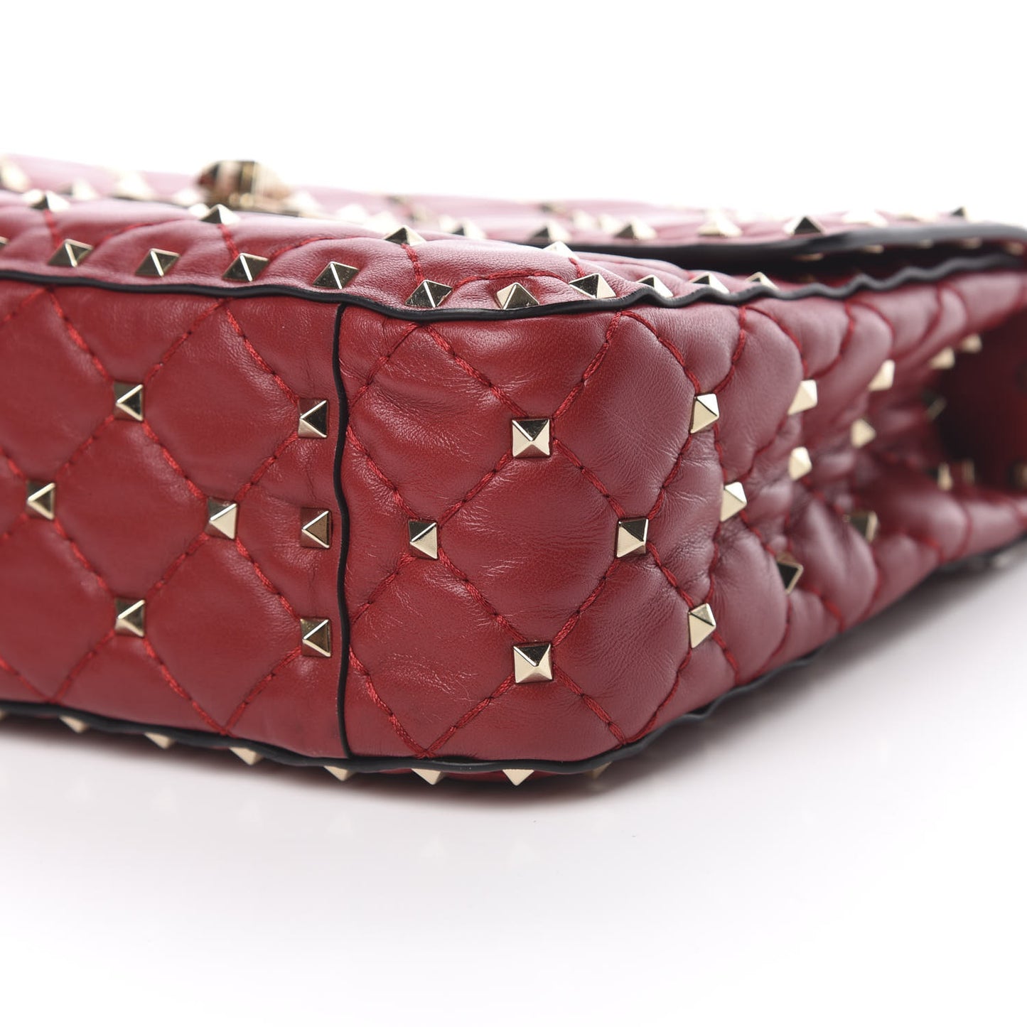 Nappa Medium Rockstud Spike Shoulder Bag Rosso Valentino