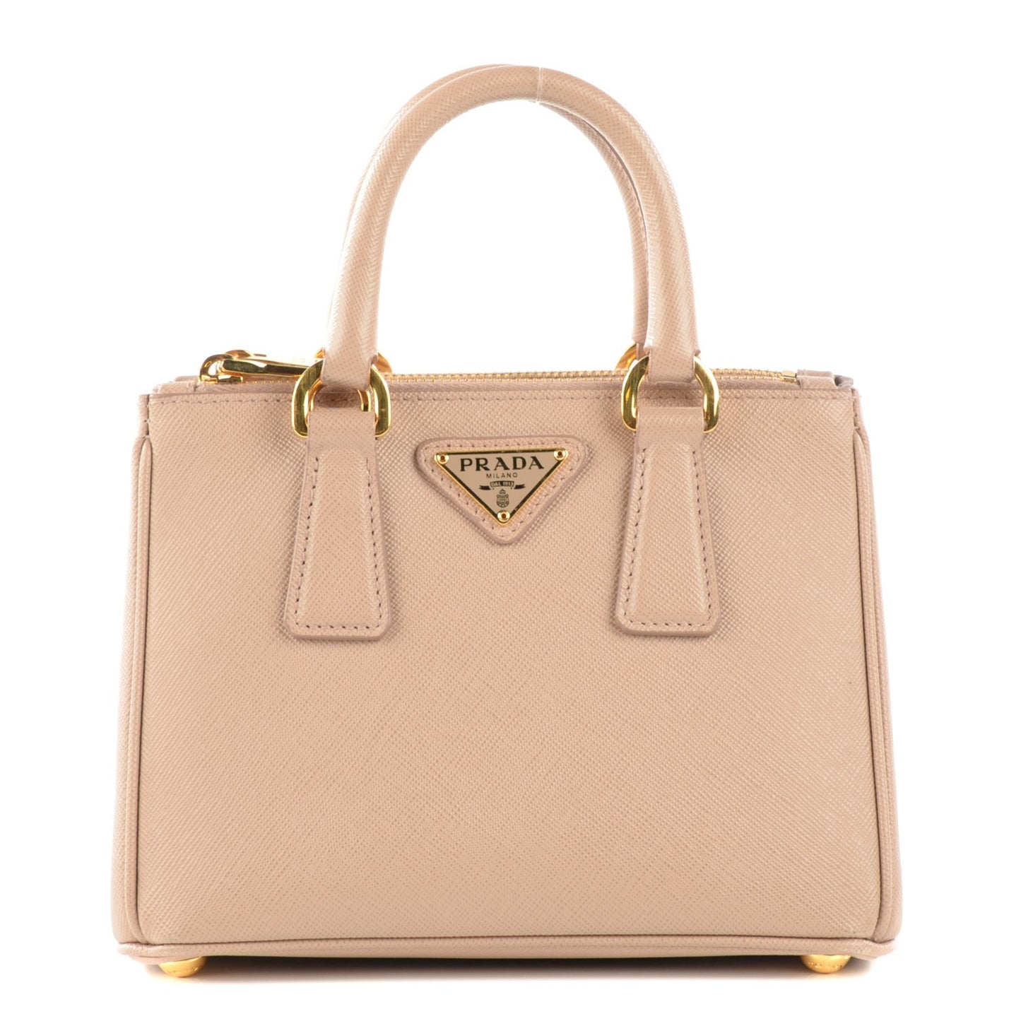 Saffiano Micro Galleria Double Zip Tote Cammeo