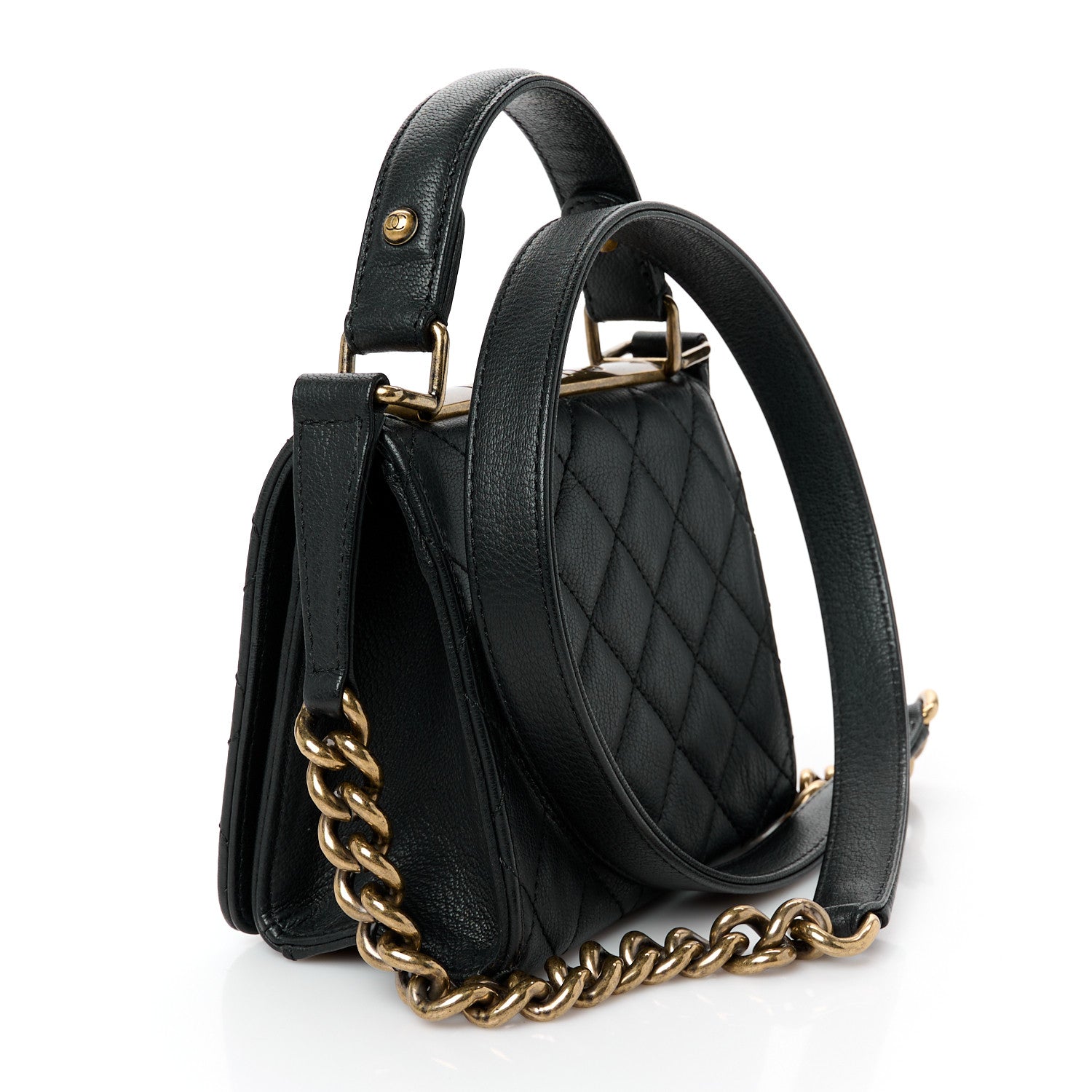 Chanel Goatskin Quilted Small Rita Top Handle Flap Black 3 of 11