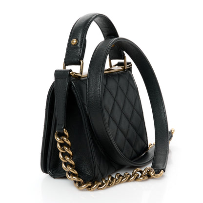 Chanel Goatskin Quilted Small Rita Top Handle Flap Black 3 of 11