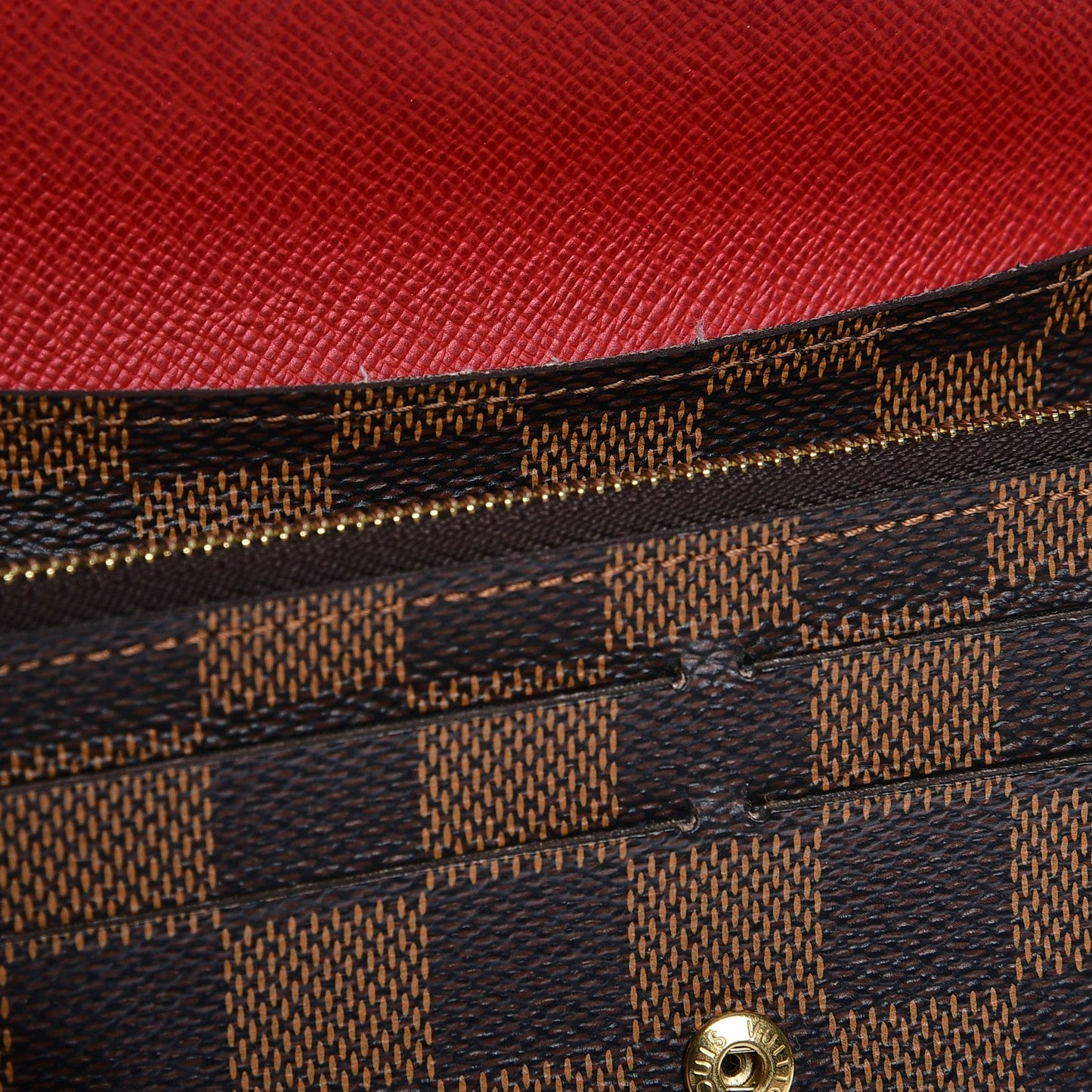 Damier Ebene Emilie Wallet Red