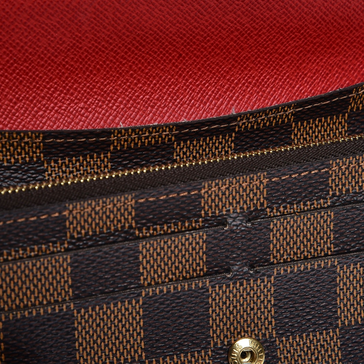 Louis Vuitton Damier Ebene Emilie Wallet Red 10 of 10