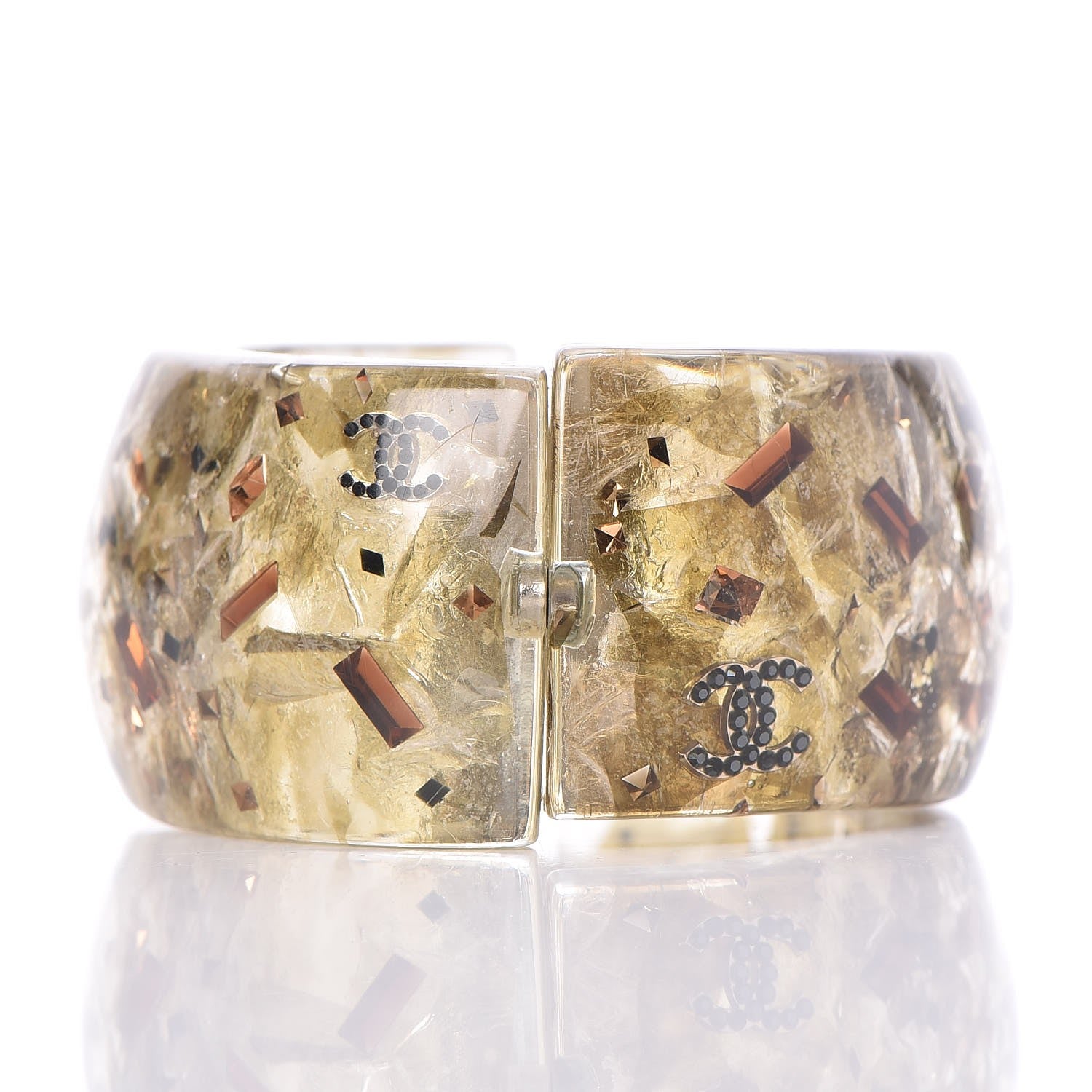 Chanel Resin CC Confetti Cuff Transparent Gold 4 of 6