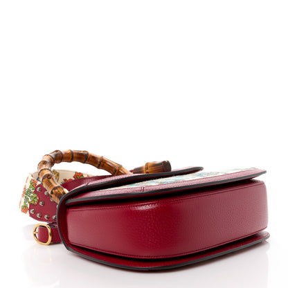 Gucci Canvas Calfskin 100 Centennial Music Small Bamboo 1947 Top Handle Bag Ivory Red 4 of 9