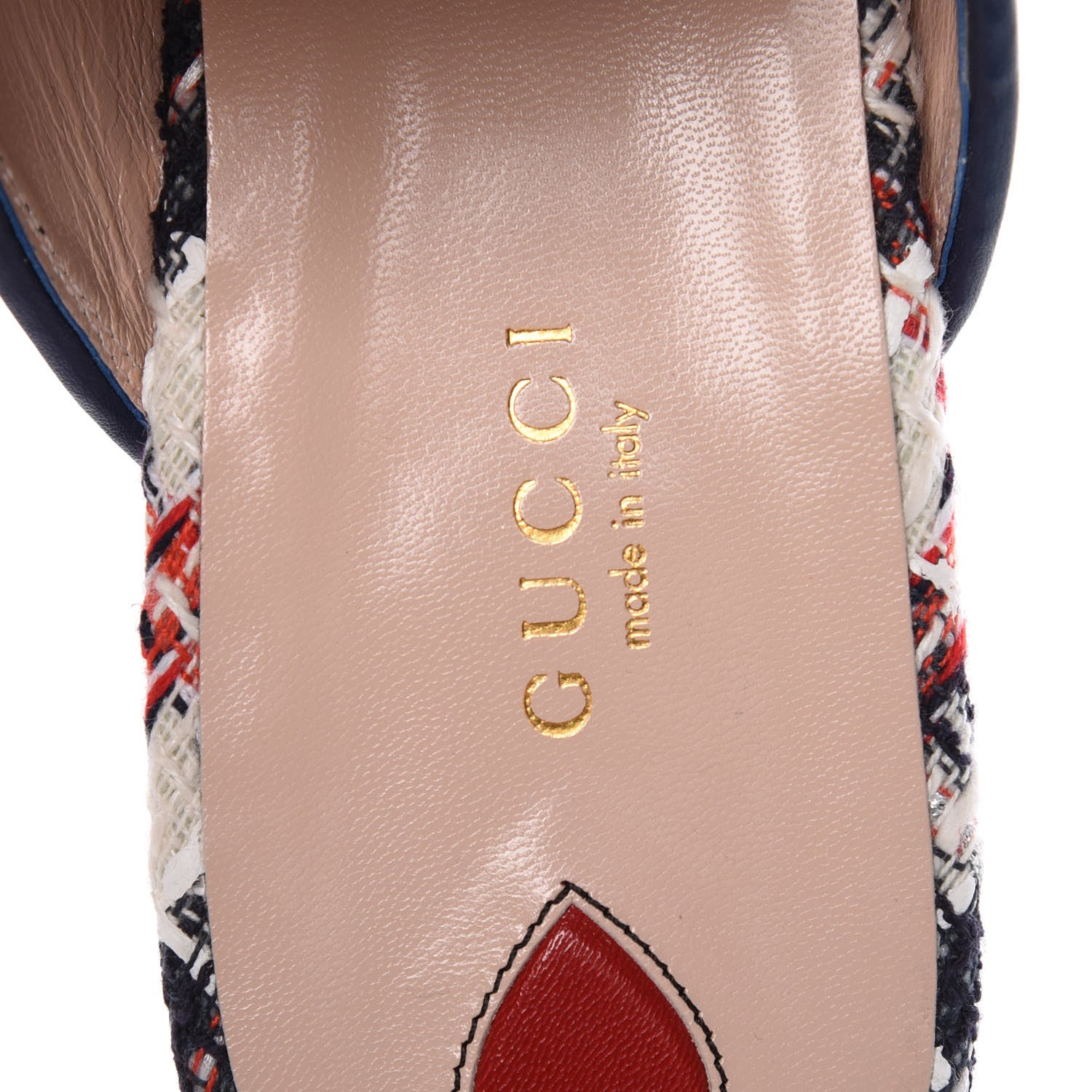 Gucci Tweed Check Womens Princetown Slippers 41 Gardenia Ink Blue Agata 5 of 9