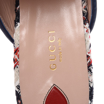 Gucci Tweed Check Womens Princetown Slippers 41 Gardenia Ink Blue Agata 5 of 9