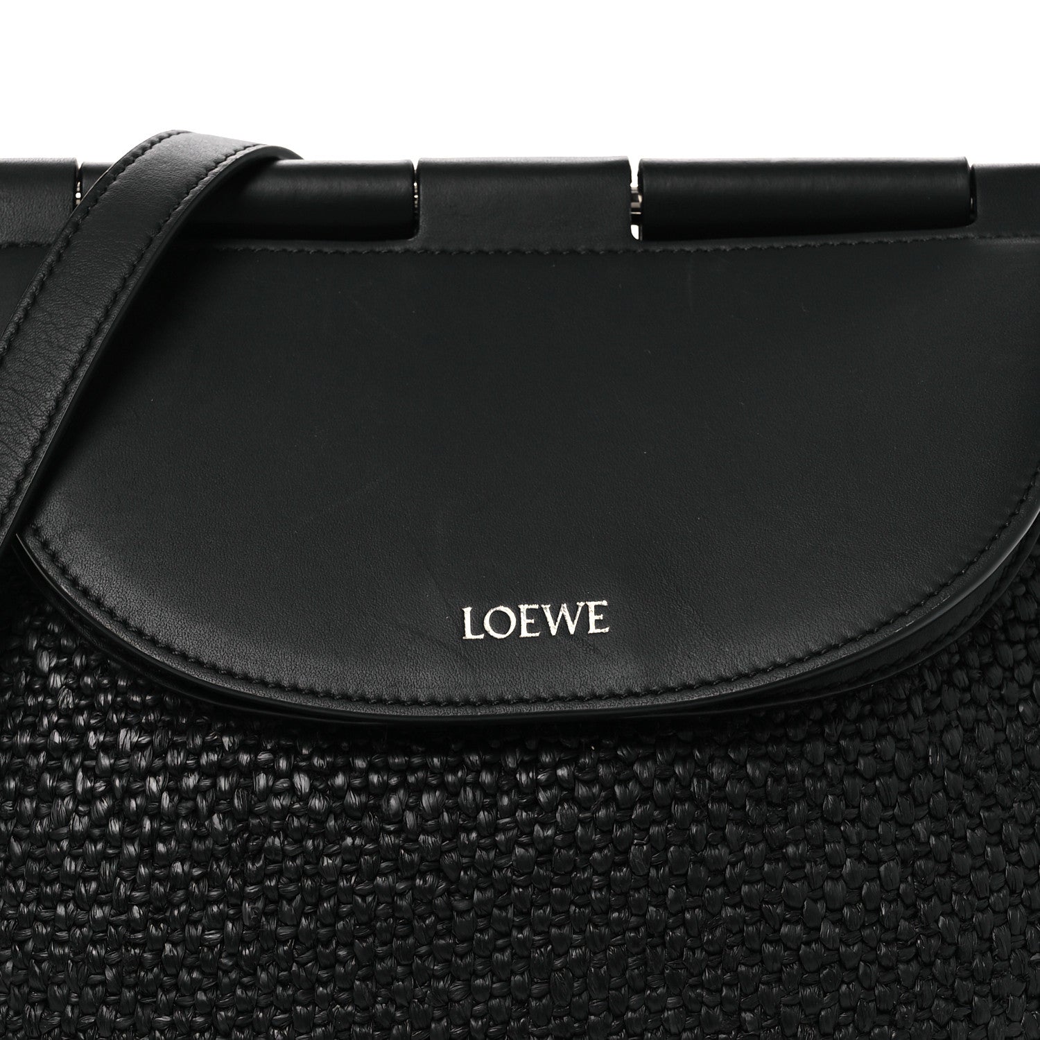 Loewe Raffia Calfskin Medium Pescador Bag Black 8 of 11