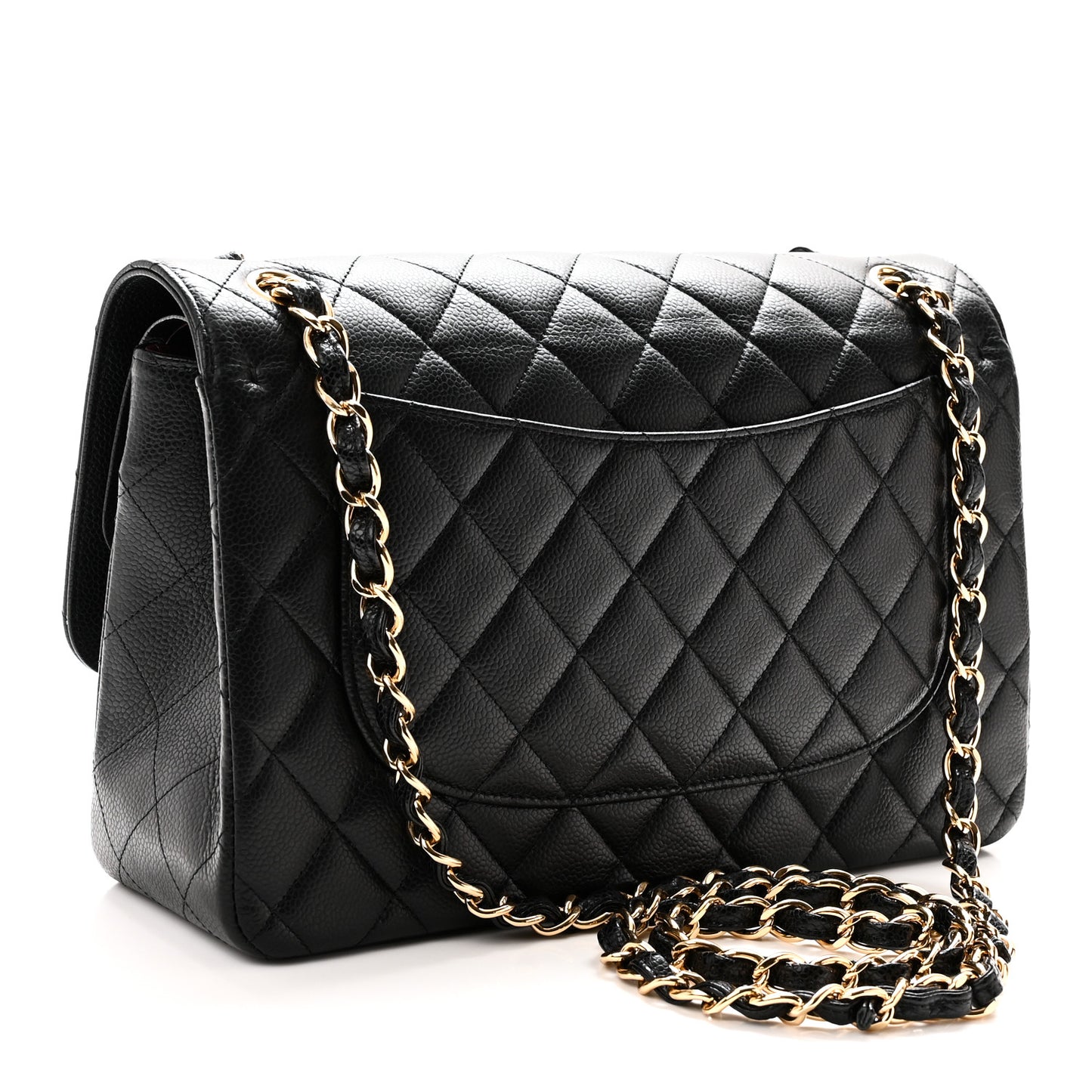 Caviar Quilted Jumbo Double Flap Black