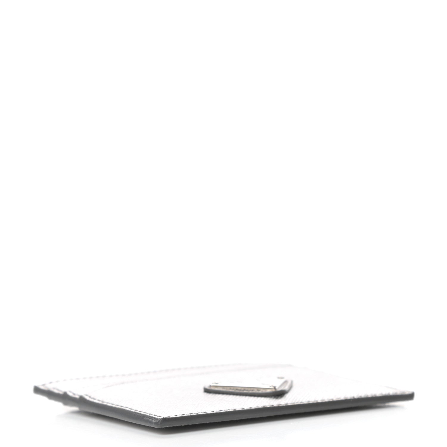 Prada Metallic Saffiano Triangle Card Holder Cromo 4 of 6