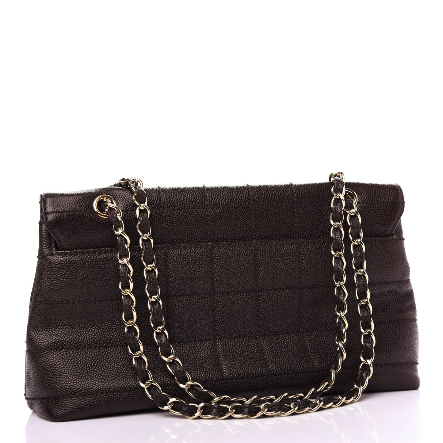 Caviar Square Stitched Medium Flap Brown