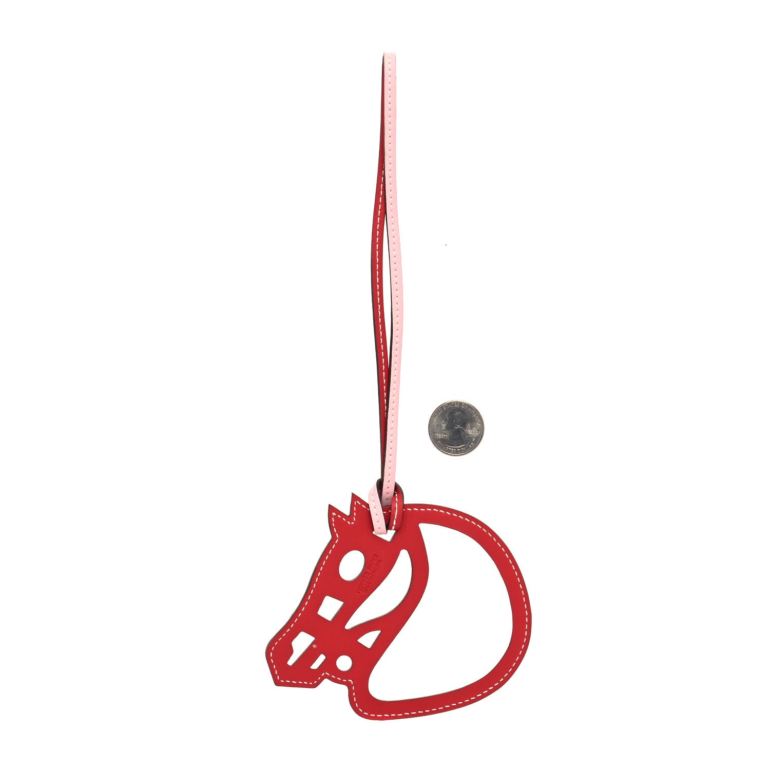 Hermes Swift Paddock Cheval Horse Bag Charm Rose Sakura Vermillion 2 of 4
