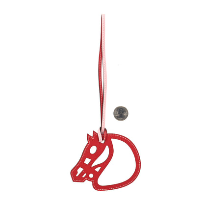 Hermes Swift Paddock Cheval Horse Bag Charm Rose Sakura Vermillion 2 of 4