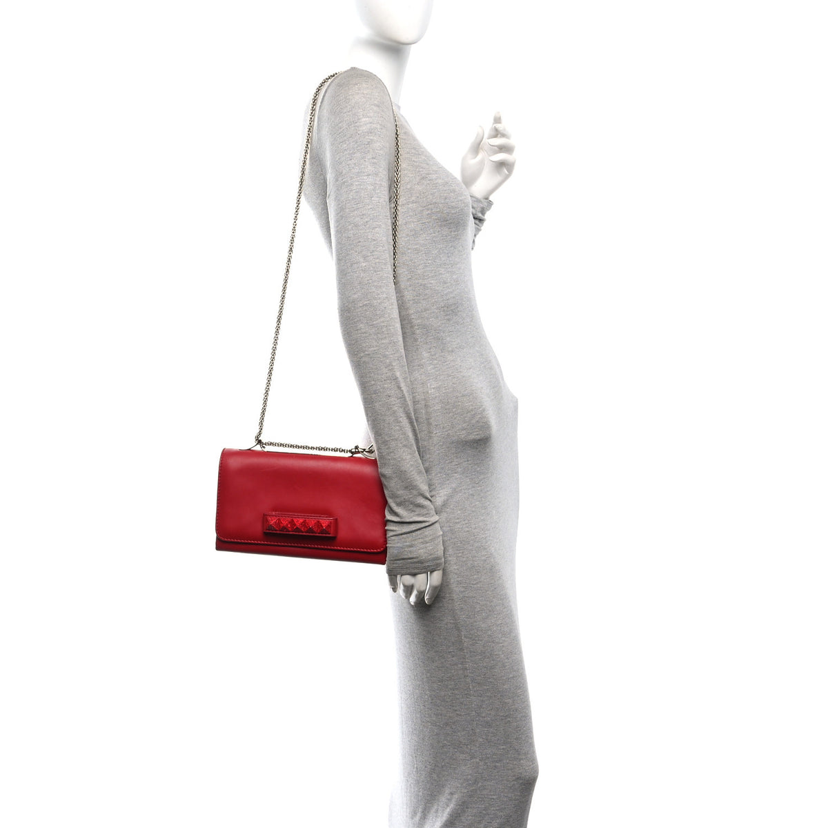 Valentino Garavani Nappa Crystal Encrusted Va Va Voom Shoulder Bag Red 2 of 11