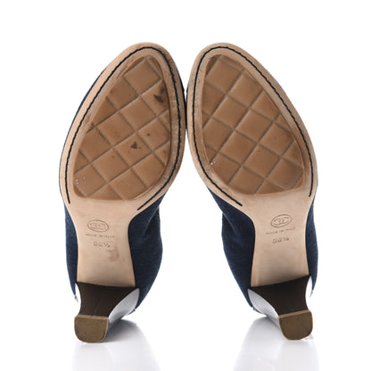 Chanel Denim Patent CC Elastic Stretch Pumps 36.5 Blue Black 6 of 11