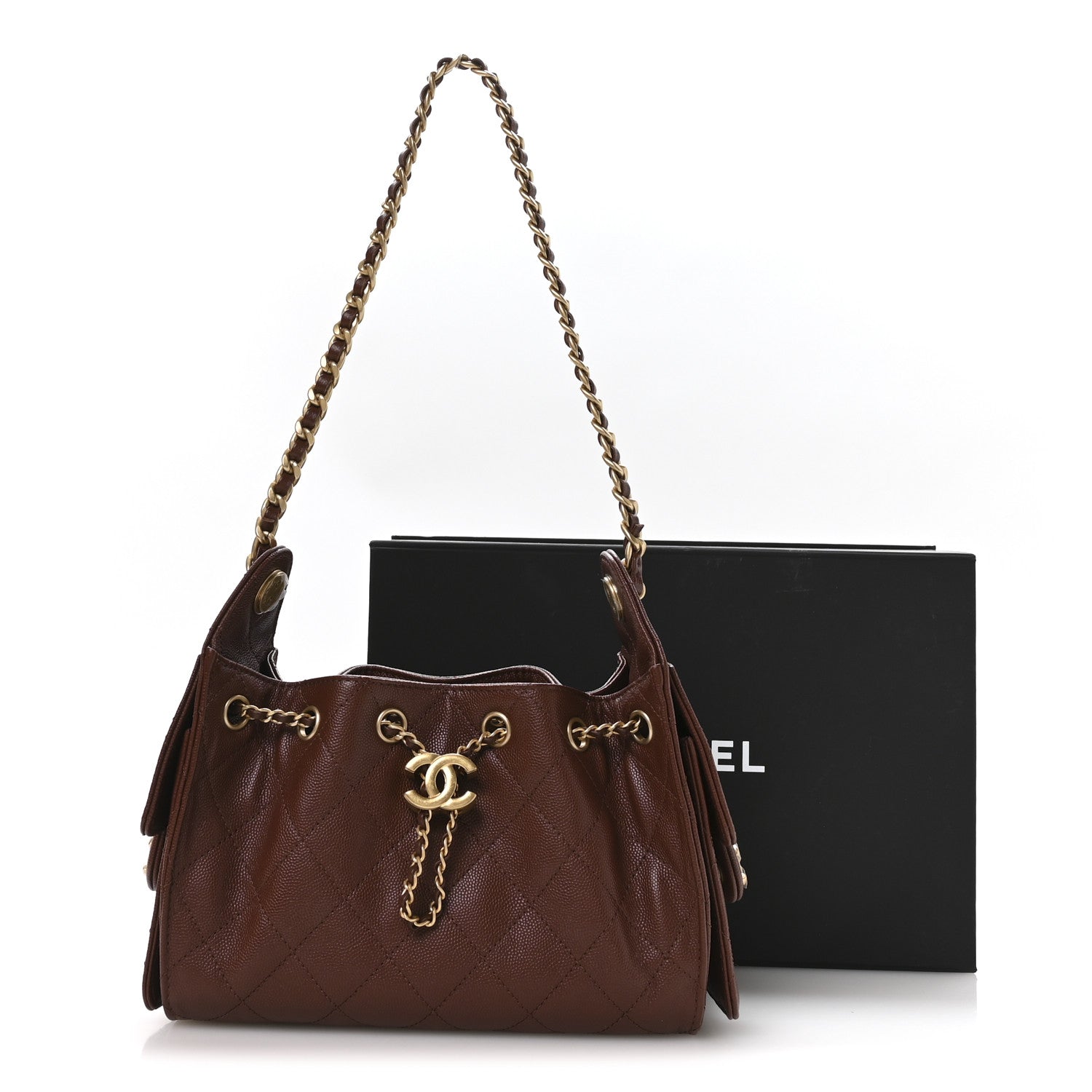 Chanel Caviar Quilted Mini Chanel 25 Handbag Brown 11 of 11