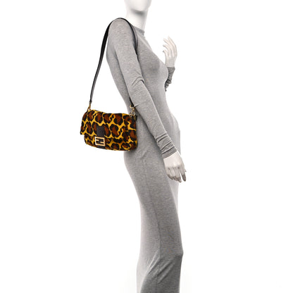 Fendi Calf Hair Leopard Print Baguette Yellow Multicolor 2 of 9