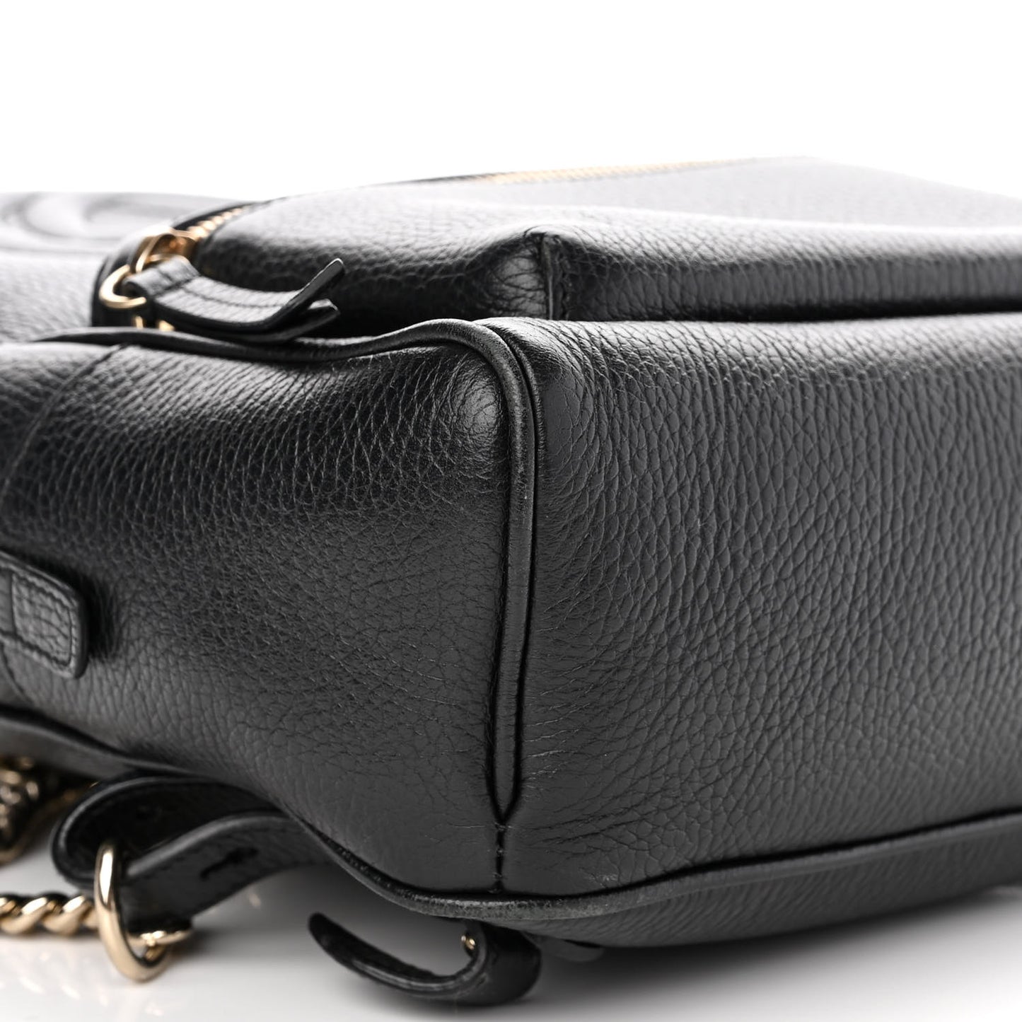 Pebbled Calfskin Soho Chain Backpack Black