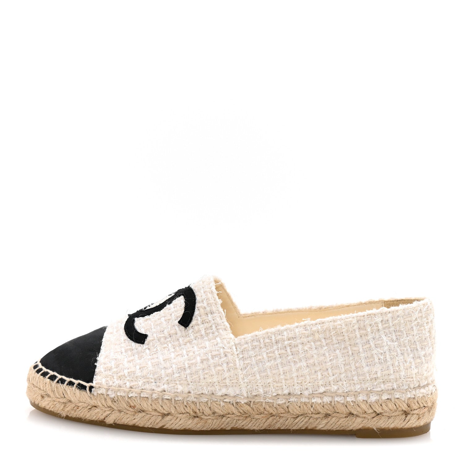 Chanel Tweed Grosgrain CC Espadrilles 39 White Black 1 of 9