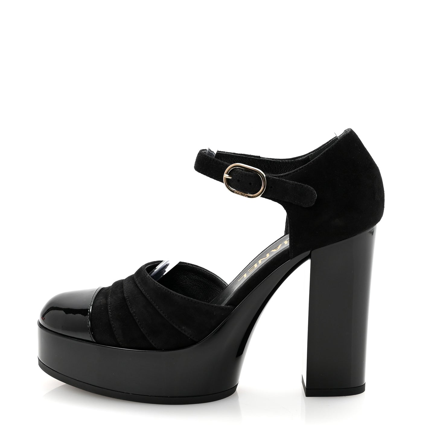 Patent Suede CC Platform Pumps 36 Black