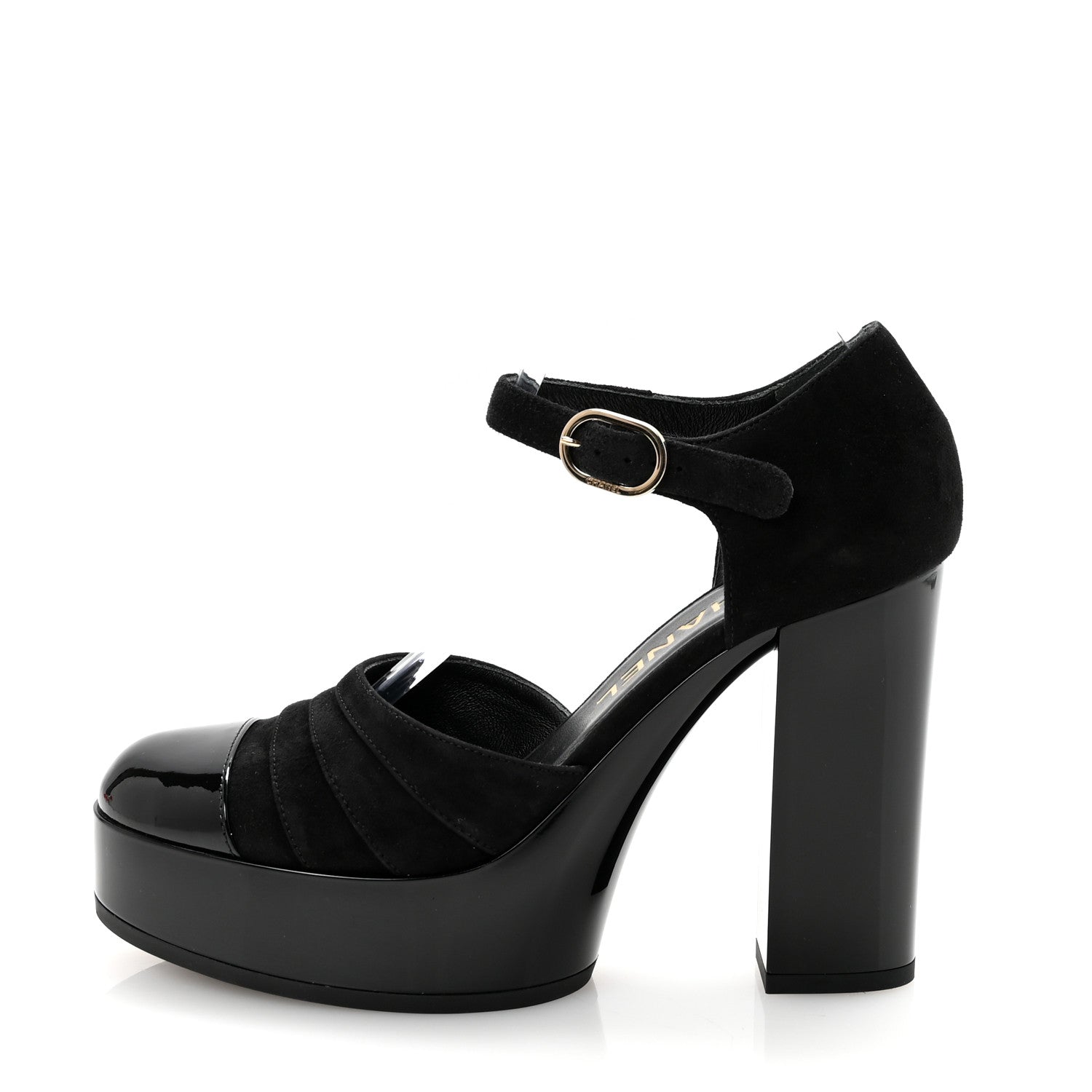 Chanel Patent Suede CC Platform Pumps 36 Black 1 of 9