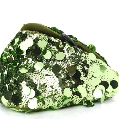 Prada Paillettes Vitello Triangle Crossbody Lime 5 of 7