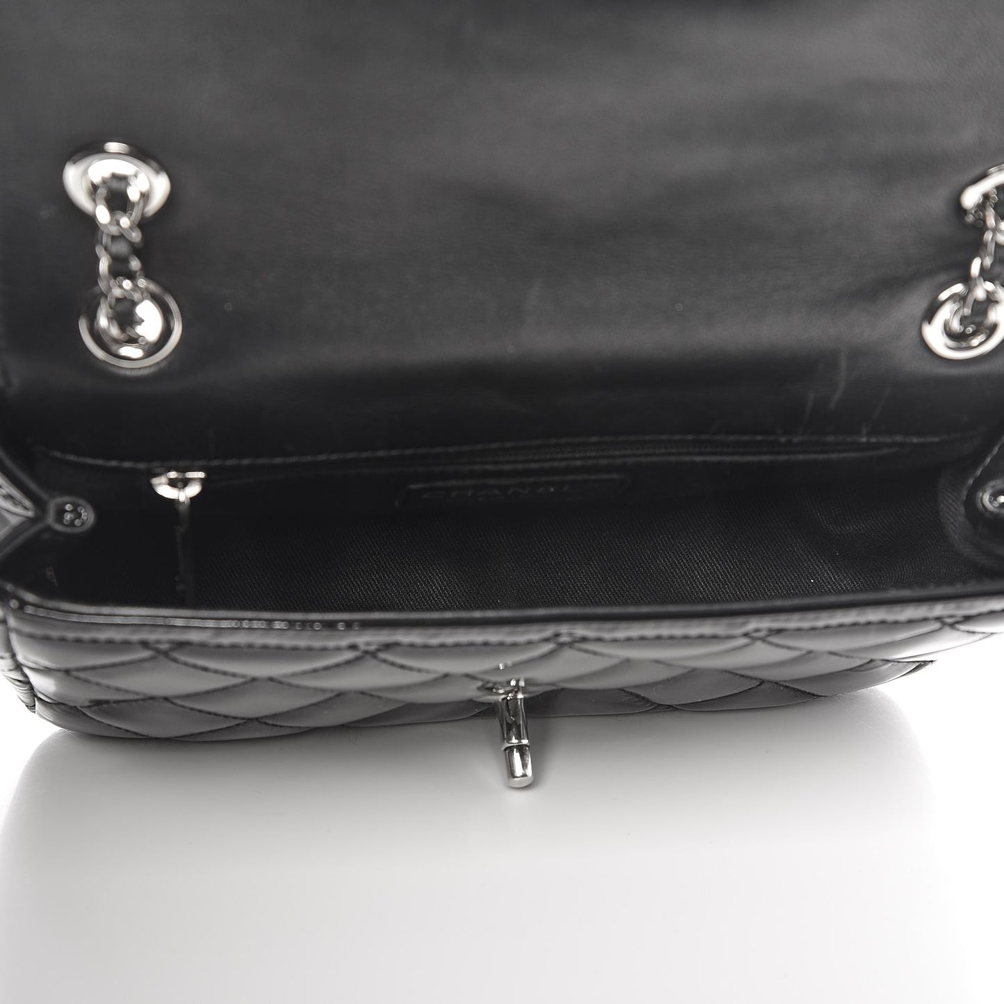 Patent Quilted Small Coco Shine Flap Black