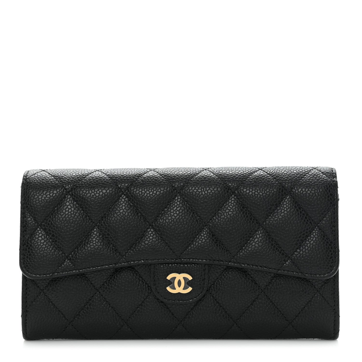 Chanel Caviar Quilted Large Gusset Flap Wallet Black 1 of 10