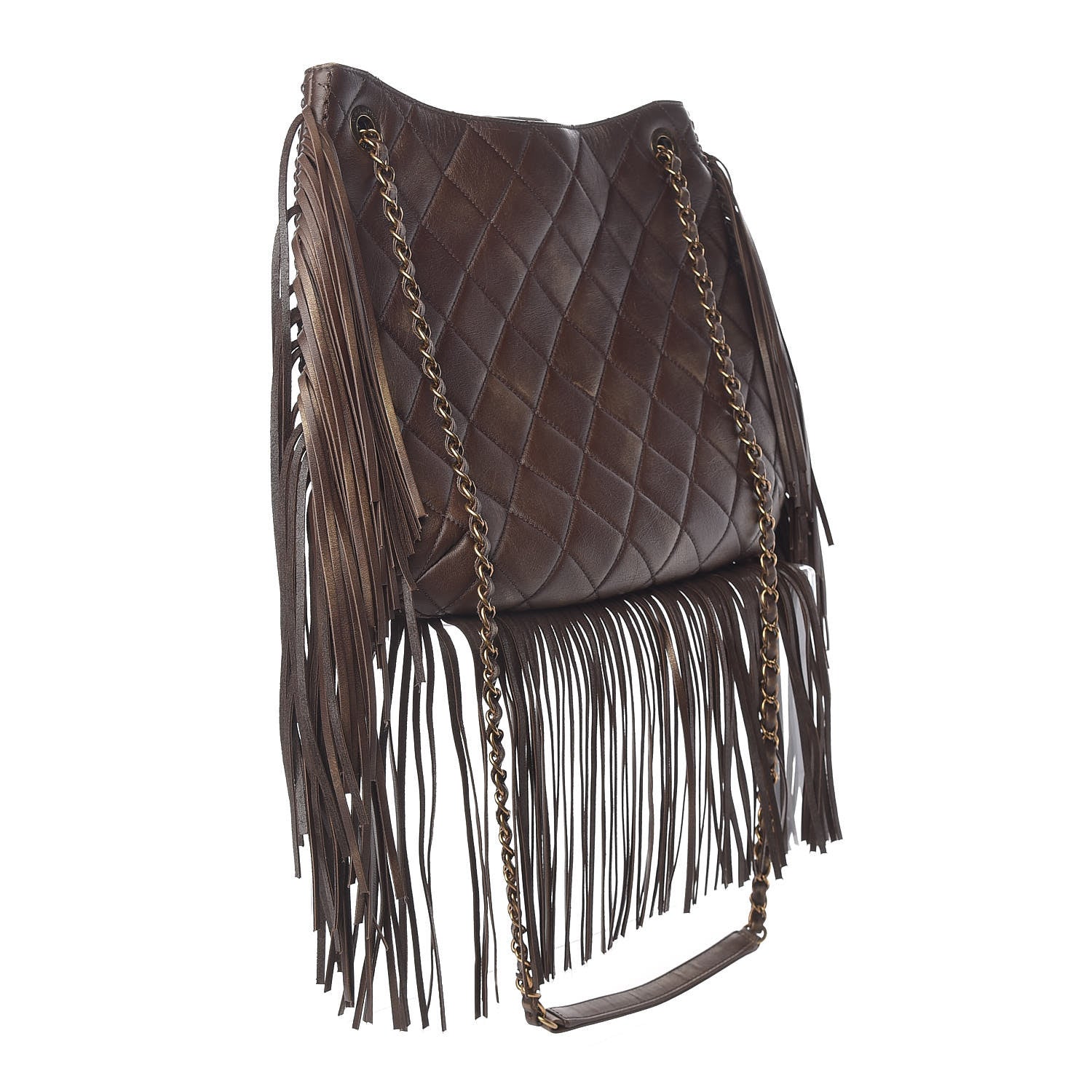 Chanel Calfskin Quilted Into The Fringe Hobo Brown 3 of 17