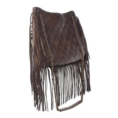 Chanel Calfskin Quilted Into The Fringe Hobo Brown 3 of 17