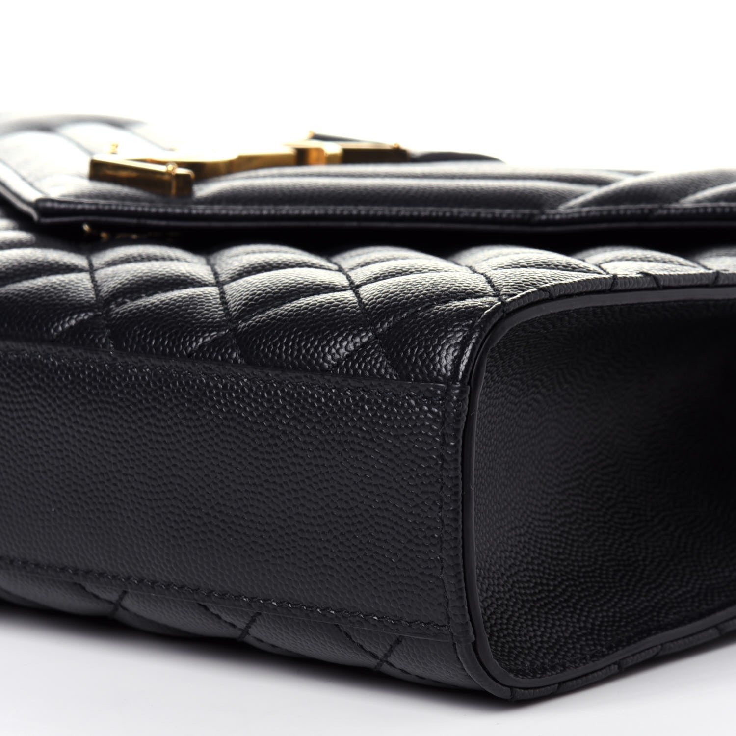 Saint Laurent Grain De Poudre Textured Mixed Matelasse Triquilt Medium Monogram Satchel Deep Marine 8 of 11