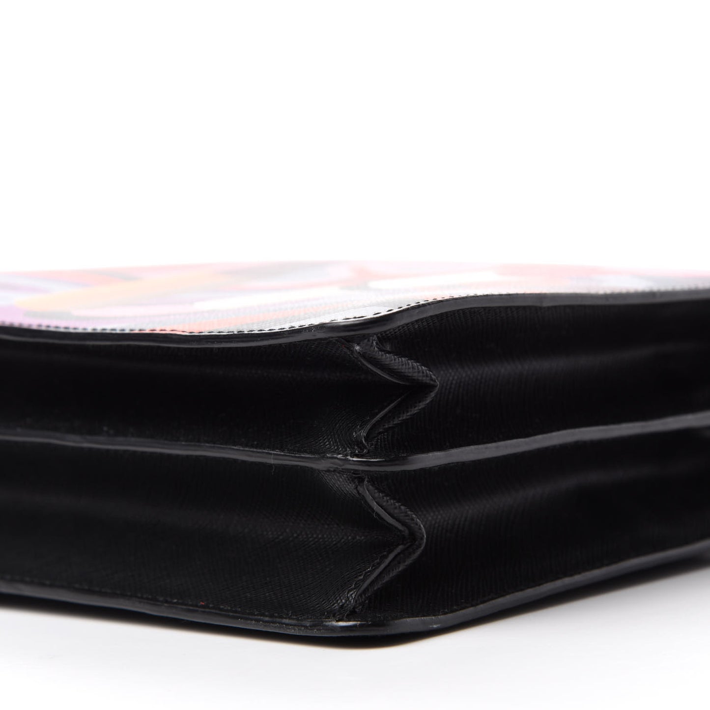 Saffiano Lipstick Print Shoulder Bag Black Multicolor