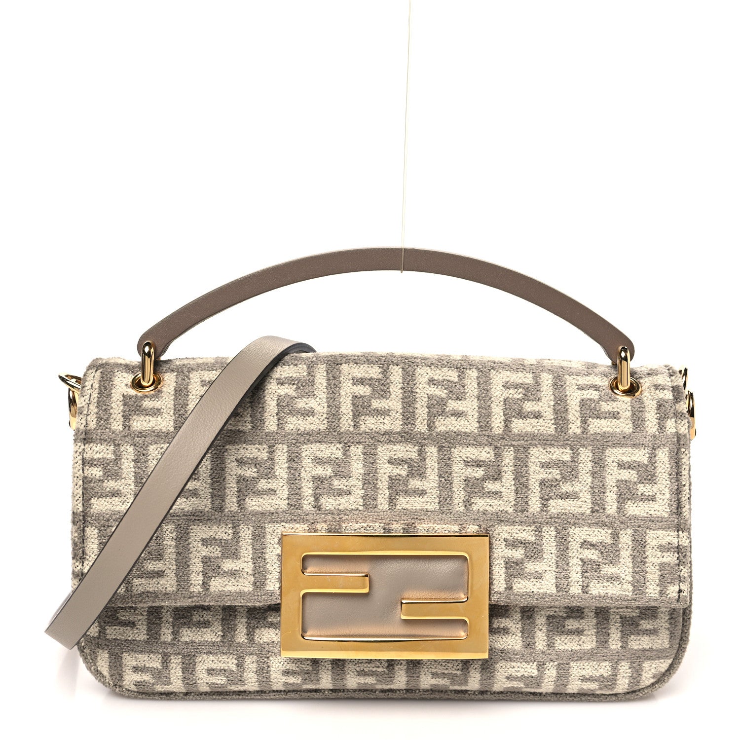 Fendi Chenille Vitello Micro FF Phone Baguette Tortora 1 of 11