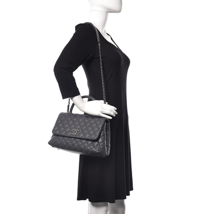 Chanel Caviar Quilted Small Coco Handle Flap Gray 2 of 18