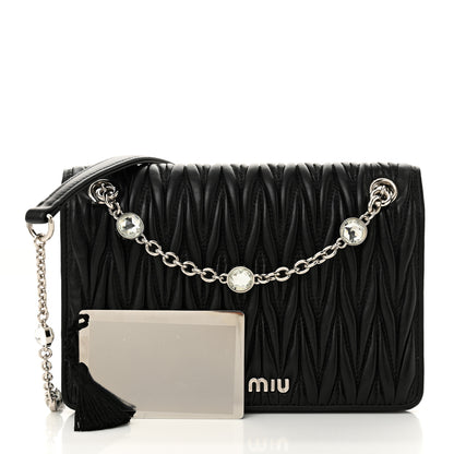 Miu Miu Nappa Matelasse Crystal Mini Chain Bag Black 3 of 11