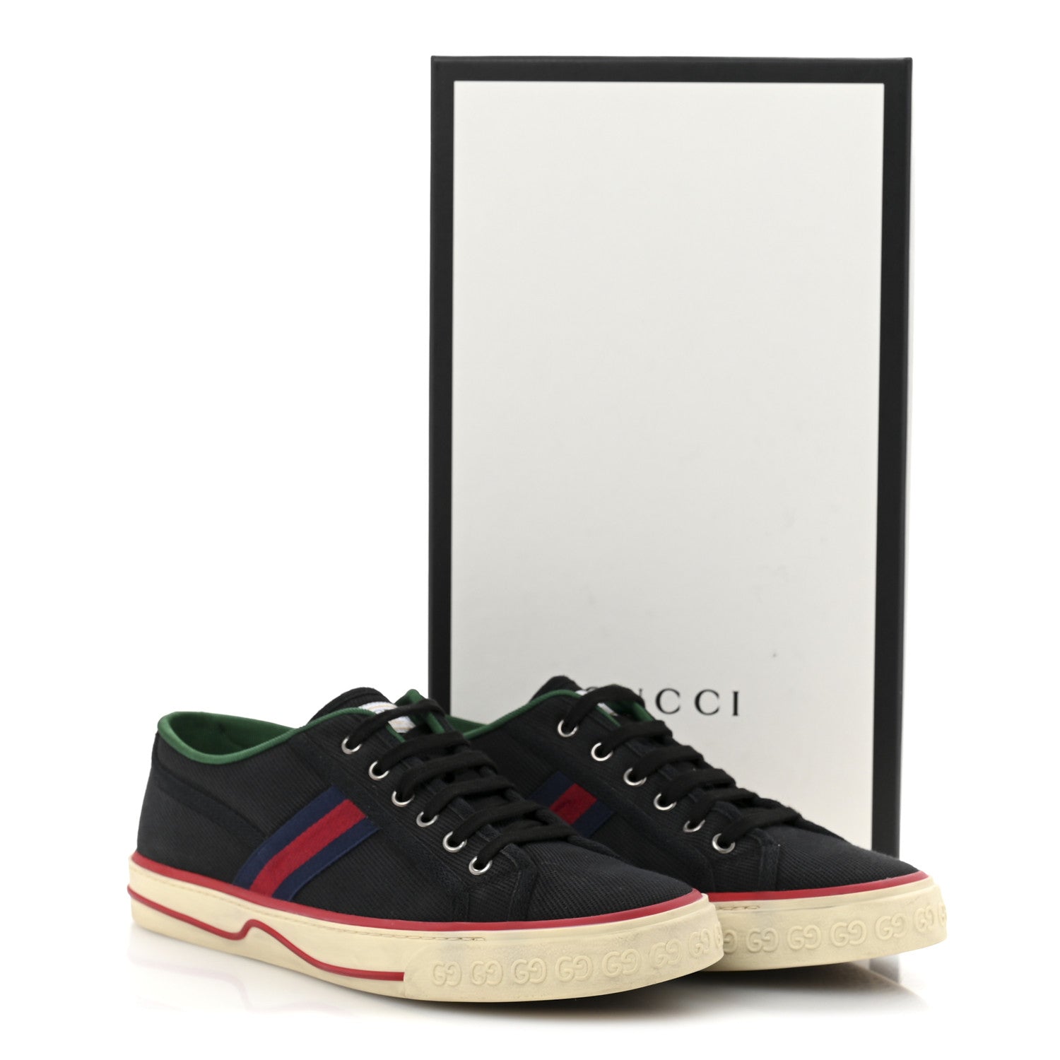 Gucci Canvas Web Mens 1977 Tennis Sneakers 9 Black 10 of 10
