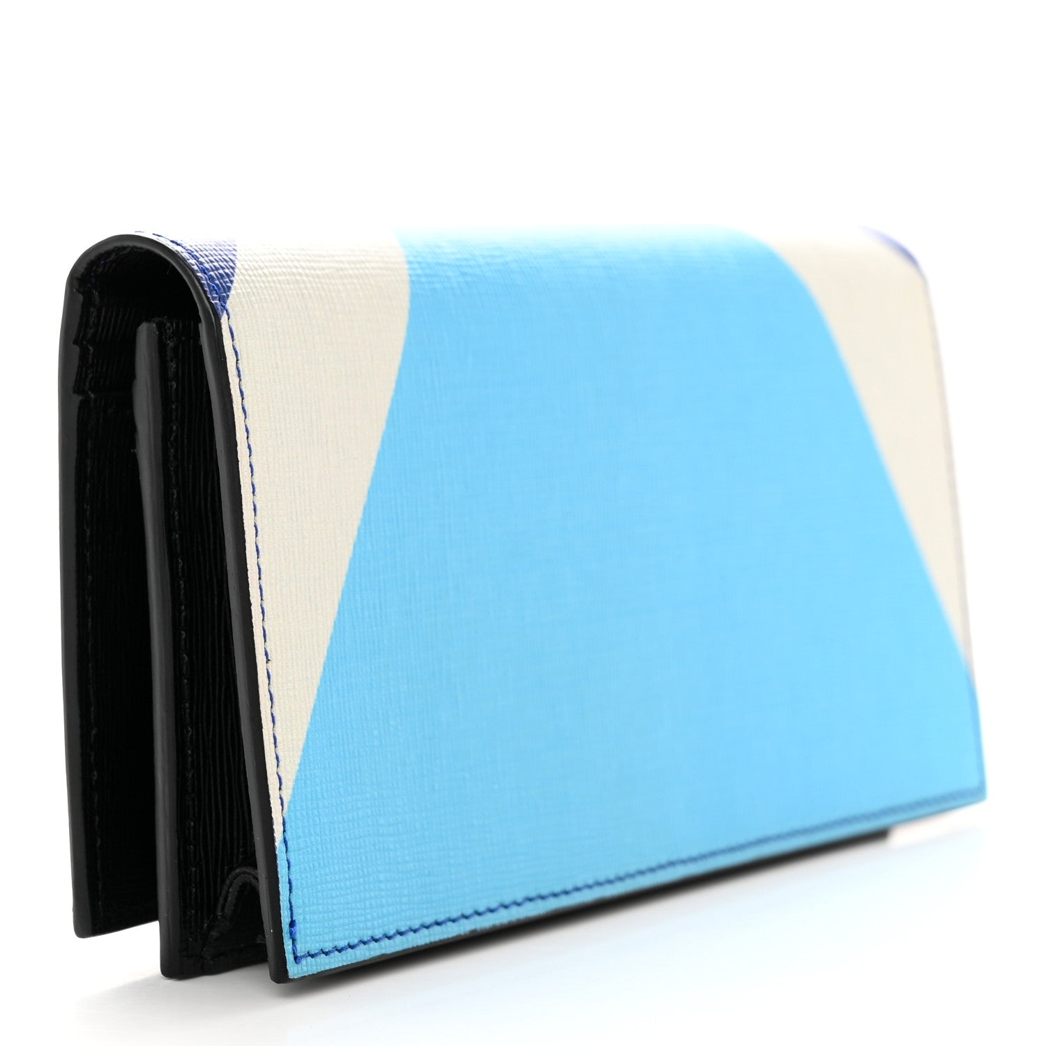 Fendi Vitello Elite Eye Monster Continental Wallet Blue Neon Maldives Asfalto 3 of 10