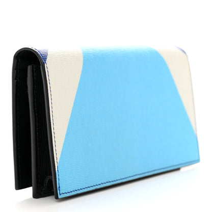 Fendi Vitello Elite Eye Monster Continental Wallet Blue Neon Maldives Asfalto 3 of 10