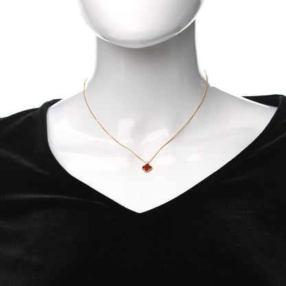 Van Cleef & Arpels 18K Rose Gold Carnelian Sweet Alhambra Pendant Necklace 2 of 7