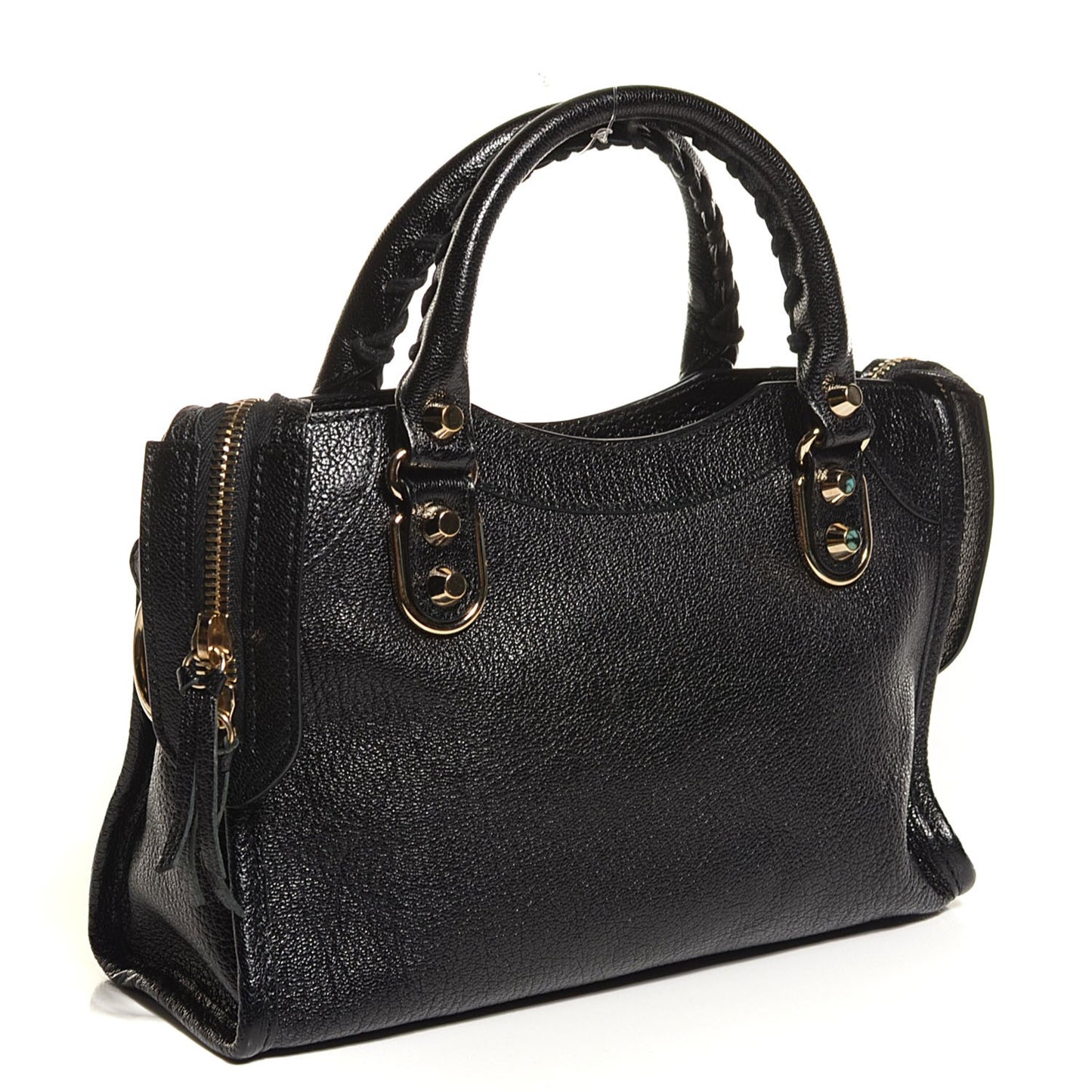 Chevre Gold Metallic Edge Hardware Mini City Black