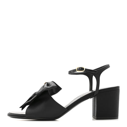 Chanel Silk Crystal Bow CC Sandals 40 Black 1 of 9