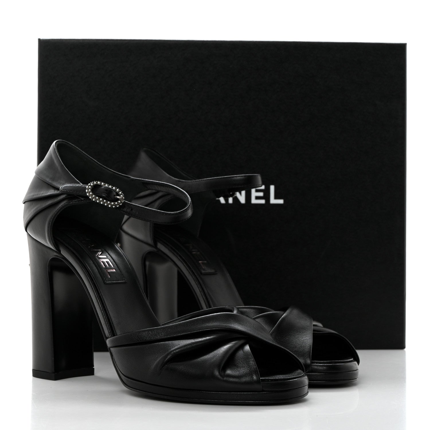 Chanel Lambskin Pearl CC Sandals 39.5 Black 9 of 9