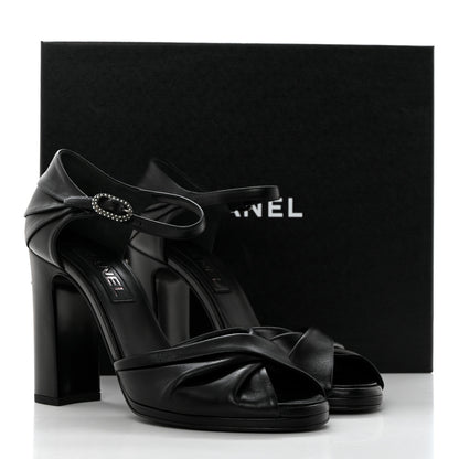 Chanel Lambskin Pearl CC Sandals 39.5 Black 9 of 9