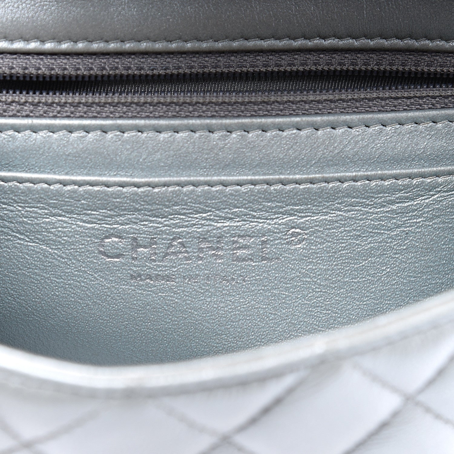 Chanel Metallic Lambskin Quilted Mini Rectangular Flap Silver 5 of 9