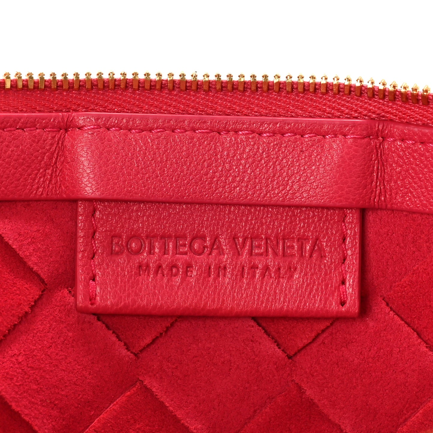 Nappa Intrecciato Small Turn Pouch Cranberry