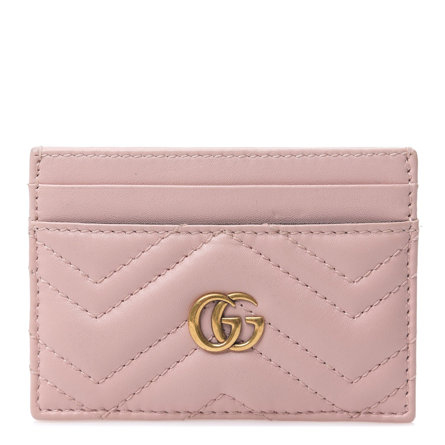 Gucci Calfskin Matelasse GG Marmont Card Holder Perfect Pink 1 of 6