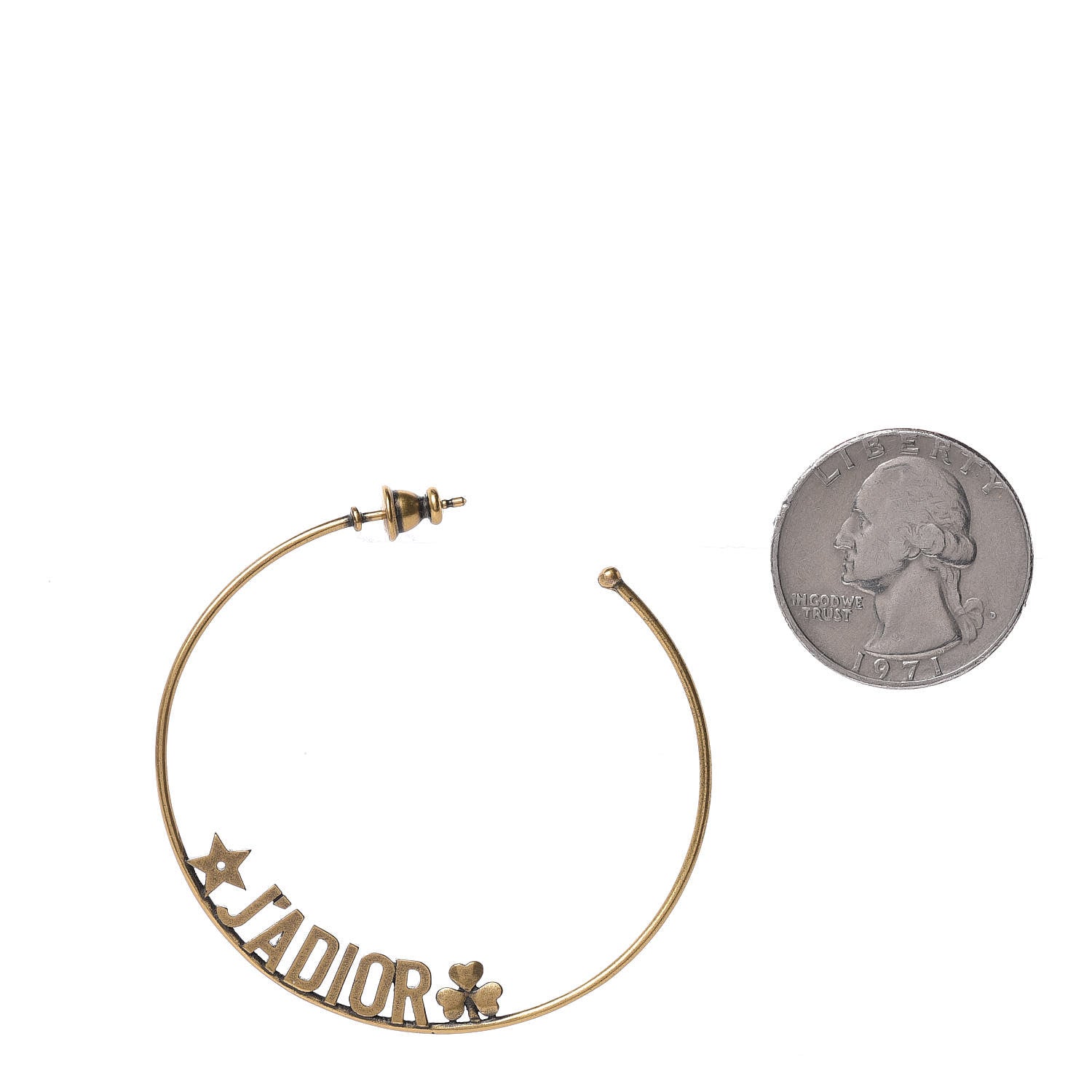 Christian Dior Metal J'Adior Hoop Earrings Aged Gold 3 of 4