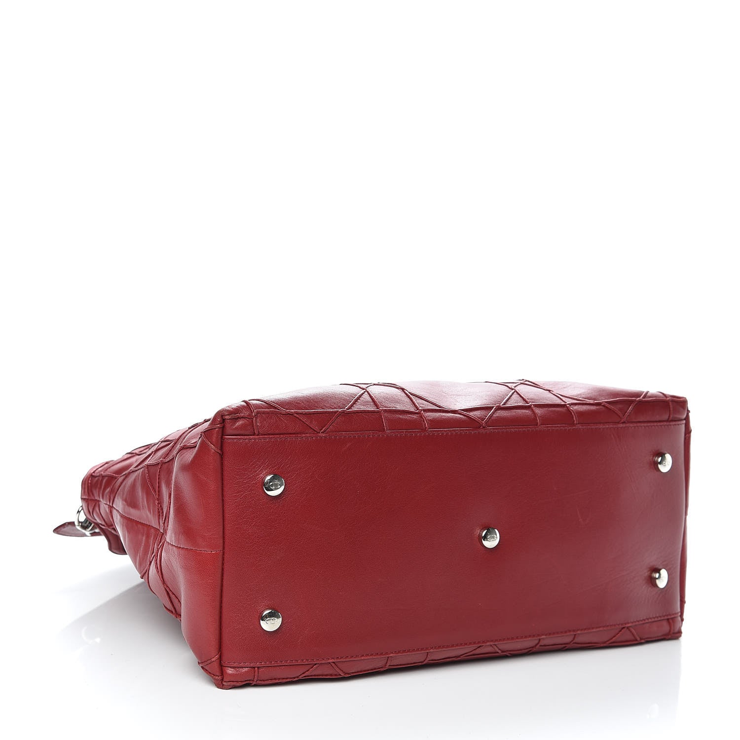 Christian Dior Lambskin Cannage Medium Granville Tote Red 4 of 19