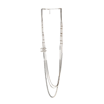 Chanel Crystal Pearl CC Long Multistrand Necklace Gold 2 of 5