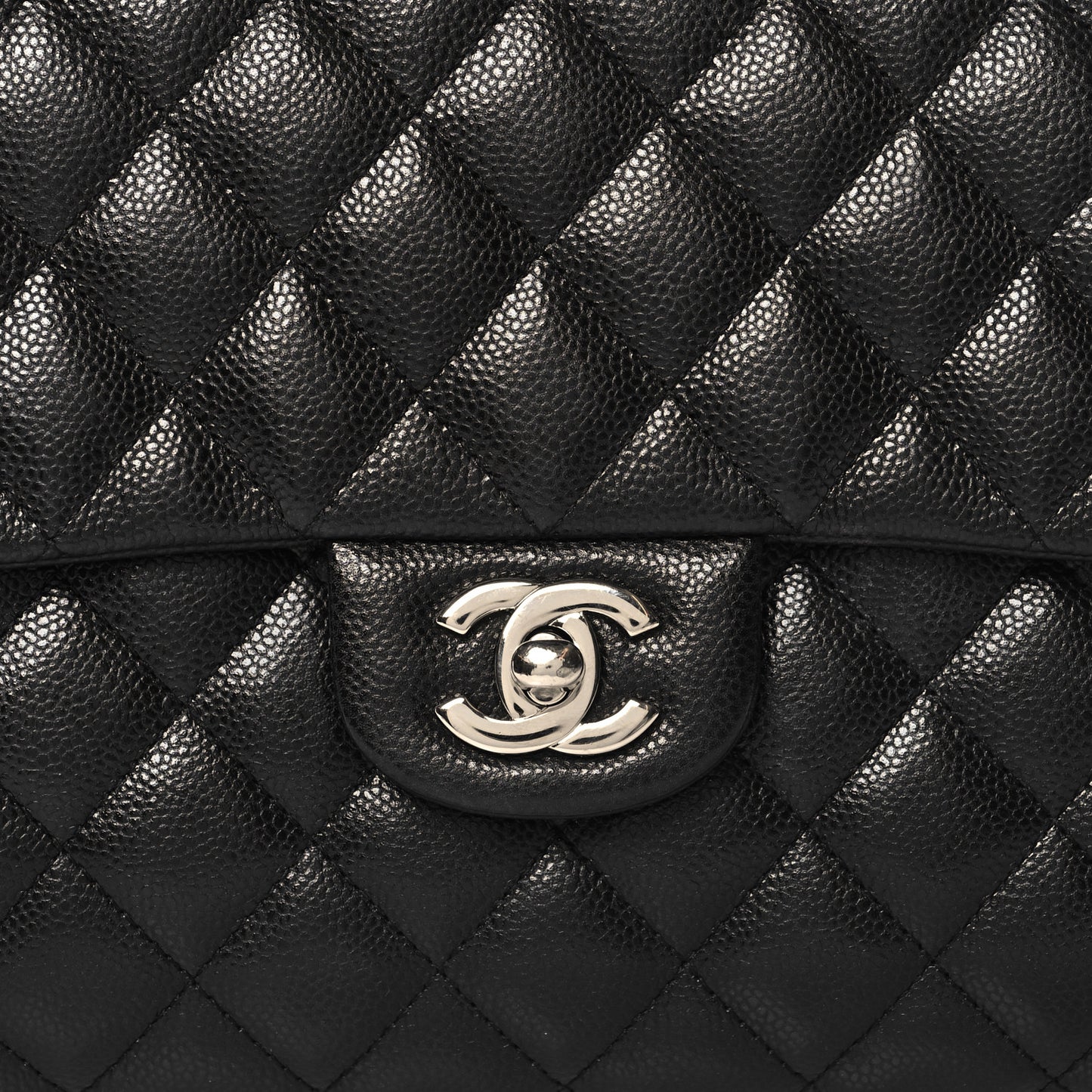Caviar Quilted Flap Clutch Black
